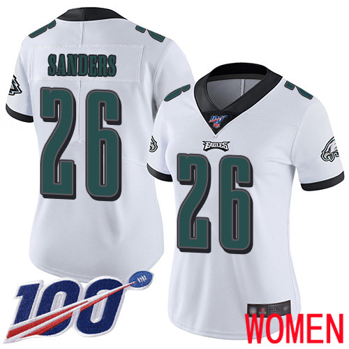 Women Philadelphia Eagles #26 Miles Sanders White Vapor Untouchable NFL Jersey Limited Player Season